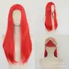 Peruca de Renda Frontal Estilo Novo Transfronteiriço Estilo Europeu e Americano para Mulheres 13*4 Feita à Mão Cabelo Liso Vermelho Comprimento do Ombro Cobertura Completa da Cabeça