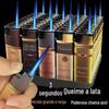 Isqueiro recarregável à prova de vento com chama azul grande e corpo largo, à prova de explosão, tamanho ampliado, adequado para uso doméstico, produto genuíno de varejo, disponível para dropshipping, durável