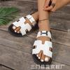 2025 Verano Versión Alta Famoso de Internet Zapatillas de Segundo Tío Moda Casual Ropa de Exterior para Mujer Chanclas de una Tira con Suela Gruesa de Velcro Forma H