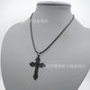 Comercio exterior transfronterizo, gran cuerda cruzada negra, joyería gótica neutra, collar de cruz invertida, venta directa de fábrica