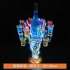 Estante de vino con barra luminosa, estante para copas, soporte para copas de licores, soporte para copas de servicio individual, estante creativo para cócteles luminosos