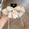 Grampo de Cabelo Floral Pastoral Estilo Francês com Laço Versátil Elegante Mini Saia Plissada Grampo Superior de Trás da Cabeça Grampo de Mola