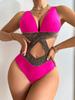 2025 Europa y Estados Unidos comercio exterior transfronterizo Amazon tendencia estampado cuello halter sexy bikini unido encaje aguas termales