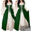 Fantasia de Halloween Amazon Vestido de princesa europeia e americana amarração na cintura Vestido retro medieval renascentista