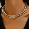 Gargantilla Exagerada de Múltiples Capas, Cadena Hueso de Serpiente Personalizada, Triple Vuelta Minimalista Estilo Metal Punk, Superventas Transfronteriza Europea y Americana