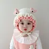 Suéter de Primavera y Otoño Sombrero de Princesa Flor Pequeña Volante Tejido Sombrero de Bebé Otoño e Invierno Unisex Niños Bebé Sombrero de Lana