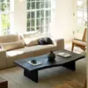 Mesa de centro em madeira maciça carbonizada estilo wabi-sabi, luz negra, luxo leve, mesa de chá grande para espaço de chá vintage de alta qualidade, mesa de centro estilo japonês