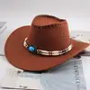 Chapéus de Cowboy Ocidentais para Homens e Mulheres na Primavera e Verão Viagem ao Ar Livre Fotografia Proteção Solar Chapéus de Cavaleiro Chapéus de Jazz de Aba Larga no Exterior