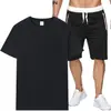 Nuevo conjunto de ropa deportiva casual de verano para hombre, conjunto de shorts y camiseta, moderno, casual, versátil, conjunto de color liso