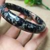 Pulsera de Jade Flor de Ciruelo Natural al por Mayor con Propiedades Magnéticas, Pulsera de Barra Redonda de Jade, Pulsera de Jade Flor de Durazno, Suministro de Jade por Transmisión en Vivo