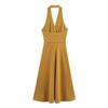 Aliexpress Transfronterizo Ropa Europea y Americana al por Mayor 2025 Principios de Primavera Nuevo Vestido Halter con Cinturón