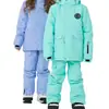 Novo traje de esqui infantil para meninos e meninas, traje de esqui infantil espesso e quente para áreas externas e à prova d'água