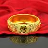 Joyería de Jade para Boda Nupcial, Pulsera Gruesa de Tres Oros de Oro Genuino con Patrón de Dragón y Fénix, Oro de Arena de Cobre de Imitación, Pulsera Versátil de Lujo Ligero