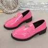 Mocasines de tacón grueso para mujer 2026 Modelo Nuevo Punta Redonda Tacón Medio Casual Sin Cordones Zapatos de Piel Estilo Británico Zapatos de Comercio Exterior Transfronterizos