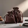 Bolsas de terciopelo con cordón personalizadas, Bolsas de terciopelo a prueba de polvo para almacenamiento de regalos de joyería, Bolsas pequeñas de terciopelo con cordón