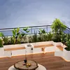 Caixa de flores e assento combinados para uso externo para pátio, terraço, varanda; Assentos sob medida de ferro e aço inoxidável com jardineira para plantio