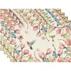 Venda Quente Transfronteiriça Primavera e Verão Florais de Linho Personalizados Porta-Copos, Tapetes Impressos Isolantes Térmicos, Porta-Copos Retangulares para Mesa de Jantar, Jogos Americanos Atacado