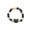 Pulsera de gatito de cuentas hecha a mano linda para pareja retro, pulsera de madera, joyería de pulsera de nicho de alta calidad