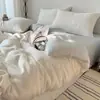Modelo Nuevo 2026 Seda de Hielo Lavada Color Sólido Doble Cara Lujoso Artículo Individual y Juego de Ropa de Cama con Funda Nórdica, Sábana Plana y Sábana Ajustable