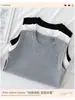 3101 Camiseta sin mangas de algodón de color sólido con cuello redondo y hombros anchos para mujer, Primavera/Otoño, Adelgazante, Versátil, Sin mangas, Top con espalda bonita