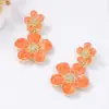 Pendientes de Aleación con Goteo de Aceite de Color Contrastante con Diseño de Flor, Estilo Europeo y Americano Simple y de Moda Elegantes, Frescos, Accesorios Diarios para el Commuting de Mujeres
