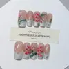Nai Zi Uñas Portátiles Completamente Hechas a Mano Modelo Nuevo Otoño/Invierno B345 Completamente Pintadas a Mano Esculpidas Estilo Francés Elegantes Pegatinas para Uñas de Comercio Exterior