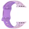 Adequado para Apple Laser Carving Flor Embutida Duas Cores Pulseira de Relógio de Silicone Pulseira de Relógio de Silicone Apple iWatch em Estoque