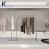Tienda de Ropa Perchero de Ropa Acero Inoxidable Plata Cepillada Estante de Exhibición de Ropa Estante de Exhibición tipo Isla Estante de Piso Almacenamiento