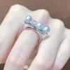 Accesorios Hechos a Mano DIY Plata Esterlina S925 Moda Anillo Barra de Equilibrio Joyería Soporte Vacío Soporte Semiterminado para Anillo de Perlas Soporte de Plata