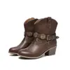 Botines Vaqueros Retro Americanos para Mujer, Botas Martin de Tacón Grueso Bordadas, Color Desgastado, Botas de Cuero Versátiles para Mujer