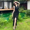 Vestido Longo Elegante e Moderno com Listras para o Verão de 2026, Decote V, Ajuste na Cintura, Design Francês, Slim-Fit para Mulheres