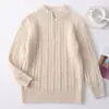 Suéter de lana para niños y niñas, suéter de punto trenzado con media cremallera y cuello alto, jersey de punto grueso para otoño e invierno para niños mayores