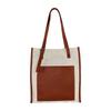 Bolsas de Lona Estilo Retrô Francês Bolsa de Ombro Cor Contrastante Bolsa Tote Lona PU Exportação Japão Bolsa de Ombro Tote
