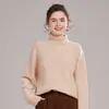 Nuevo Estilo Otoño e Invierno 2026 Suéter de Punto de Cachemir para Mujer, Cuello Alto, Rayas Horizontales, Color Sólido, Holgado, Versátil