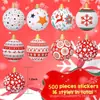 Esferas de Navidad al por mayor, Varios Stickers Coloridos Festivos, Decoraciones de Atmósfera Navideña, Bolsas de Dulces, Pegatinas Selladoras para Fiestas