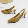 Sandalias para Mujer (Altura del tacón 6 cm) Zapatos de tacón alto de punto de moda para verano, punta fina, con tira en el talón, cómodos, tacones de aguja de punta fina