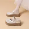 Populares Zapatos de Mujer Estilo Hada con Perlas Tejidas y Diseño Hueco, Novedad Verano 2026 Versátiles Zapatos Mary Jane de Doble Uso para Mujer