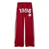 Pantalones Jogger Rectos de Línea A Bordados con Hilo de Bordar de Comercio Transfronterizo Estilo Retro con Cordón Fytk Unisex Tres Rayas Estilo Americano