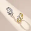 Anillos Rectangulares Apilables de Múltiples Filas de Moissanita de Plata S925, Moda Personalizada Tendencia Hip-Hop Estilo Europeo y Americano