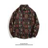 Camisa de Manga Larga Vintage Estilo Barroco Japonés Retro Étnico Tejido y Bordado para Hombre Holgada Otoño e Invierno Abrigo para Pareja Primavera y Otoño