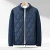 Chaqueta de Algodón Acolchada con Diamantes para Hombre Transfronteriza Otoño Invierno Cuello Alto Estilo Cremallera Ligera Cálida Ropa de Algodón Holgada Crujiente Elegante