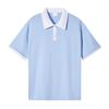 Camisa polo de marca de moda con hombros caídos y color de contraste, algodón, holgada, estilo Hong Kong, manga corta, cuello de solapa, camiseta, ropa para clase, dibujo, DIY, logo estampado en caliente