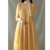 Japonês e coreano Spot leve vestido elegante artístico retro solto roto de viagem férias vestido longo de algodão linho vestido feminino