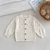 2026 Novo Outono Inverno Meninos e Meninas Bebês 100% Algodão Cardigan de Crochê à Mão Bola Bolha Unissex Suéter de Malha Canelada para Bebê