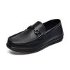 Mocasines para Hombre 2024 Otoño e Invierno Nuevos Zapatos Slip-on Negros con Hebilla Metálica Mocasines Planos Cómodos de Boca Baja