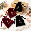Bolsa de veludo cinza de alta qualidade, bolsa com cordão para embalagem de perfume e pulseira de aromaterapia, bolsa com cordão de veludo macia e sedosa