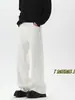 Calça Jeans Melard com Forro de Fleece para Homens, Estilo Americano de Inverno Versátil Tendência Marca Solta Reta Casual, Calça de Pernas Largas Grossa Quente