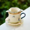 Taza de Té Orquídea Mariposa Blanca de Mineral de Roca Cerámica Taza con Separación de Té y Agua Taza Individual Taza Personal para Beber