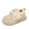 Zapatos de Algodón para Niños 2026 Invierno Nuevo Estilo Mocasines de Princesa con Felpa para Niñas Antideslizantes Tallas Medianas y Grandes Zapatos Cálidos de Cuero con Felpa para Niños