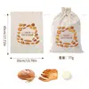 En stock Tela de Algodón Bolsa de Pan con Cordón Reutilizable Bolsa de Pan con Cordón Empaque de Masa Plana Bolsa de Paquete de Algodón y Lino
